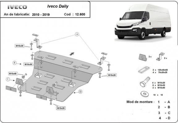 Protection sous moteur et de la boîte de vitesse Iveco Daily 6