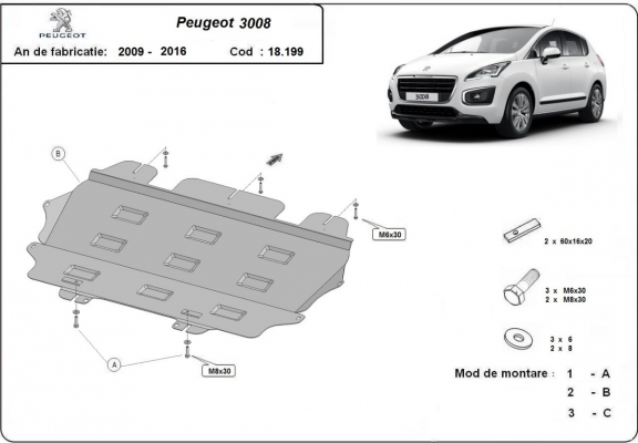 Protection sous moteur et de la boîte de vitesse Peugeot 3008