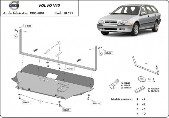 Protection sous moteur et de la boîte de vitesse Volvo V40