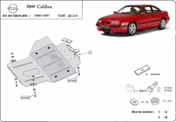 Protection sous moteur et de la boîte de vitesse Opel Calibra