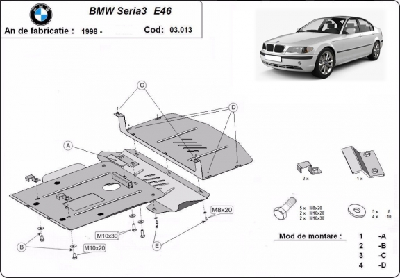 Protection Sous Moteur BMW Seria 3 E46 - essence