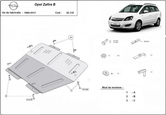 Protection sous moteur et de la boîte de vitesse Opel Zafira B
