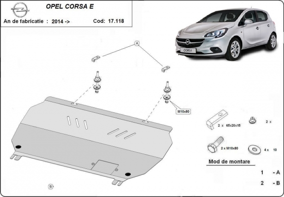 Protection sous moteur et de la boîte de vitesse Opel Corsa E