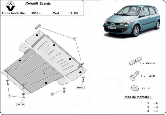 Protection sous moteur et de la boîte de vitesse Renault Scenic