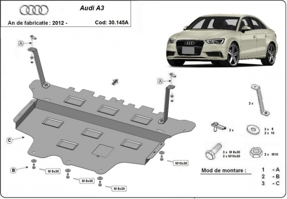 Protection sous moteur et de la boîte de vitesse Audi A3 (8V) - Boîte de vitesse automatique