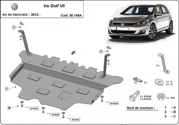 Protection sous moteur et de la boîte de vitesse VW Golf 7 - Boîte de vitesse automatique