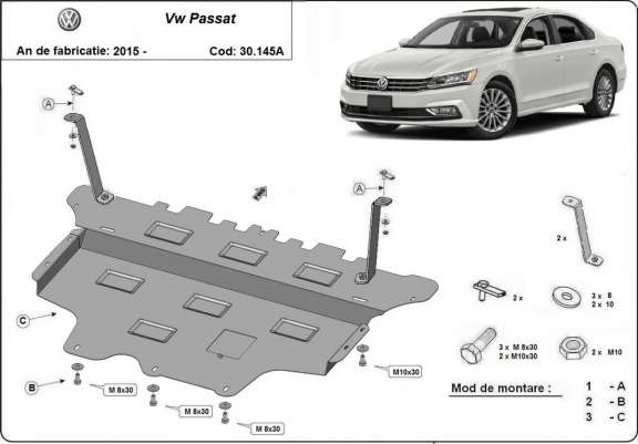 Protection sous moteur et de la boîte de vitesse VW Passat B8 - Boîte de vitesse automatique