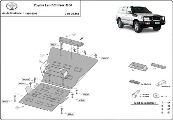 Protection sous moteur et de la radiateur Toyota Land Cruiser J100