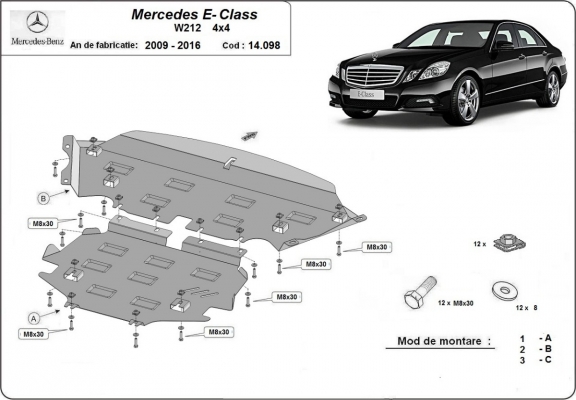 Protection sous moteur et de la radiateur Mercedes E-Classe W212 - 4x4