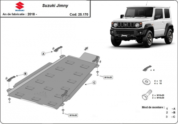 Protection de la  boîte de transfert Suzuki Jimny - modèle 3 portes
