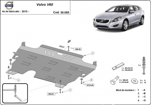 Protection sous moteur et de la boîte de vitesse Volvo  V60