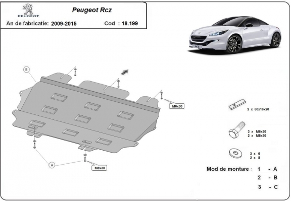 Protection sous moteur et de la boîte de vitesse Peugeot Rcz