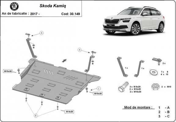 Protection sous moteur et de la boîte de vitesse Skoda Kamiq