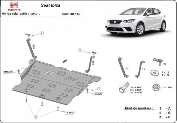Protection sous moteur et de la boîte de vitesse Seat Ibiza