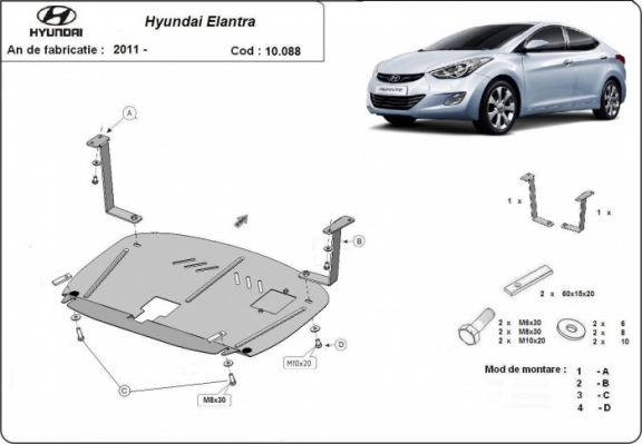 Protection sous moteur et de la boîte de vitesse Hyundai Elantra 2