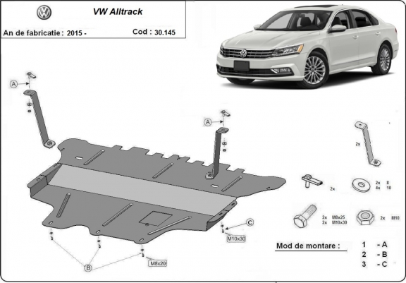 Protection sous moteur et de la boîte de vitesse VW Passat Alltrack - boîte de vitesses manuelle