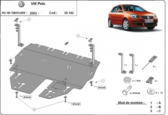 Protection sous moteur et de la boîte de vitesse VW Polo Essence