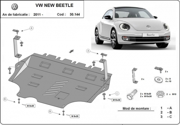 Protection sous moteur et de la boîte de vitesse Volkswagen New Beetle