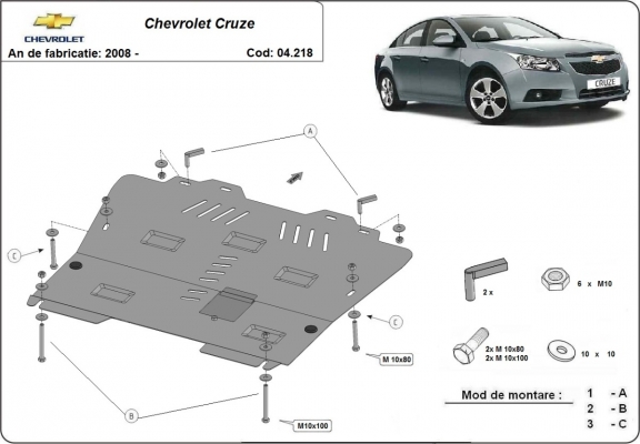 Protection sous moteur et de la boîte de vitesse Chevrolet Cruze