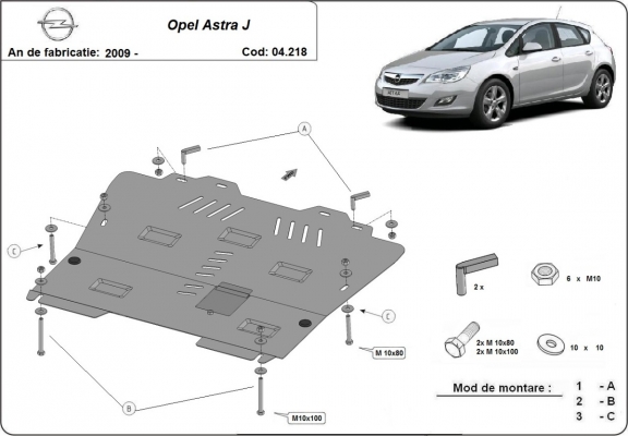 Protection sous moteur et de la boîte de vitesse Opel Astra J