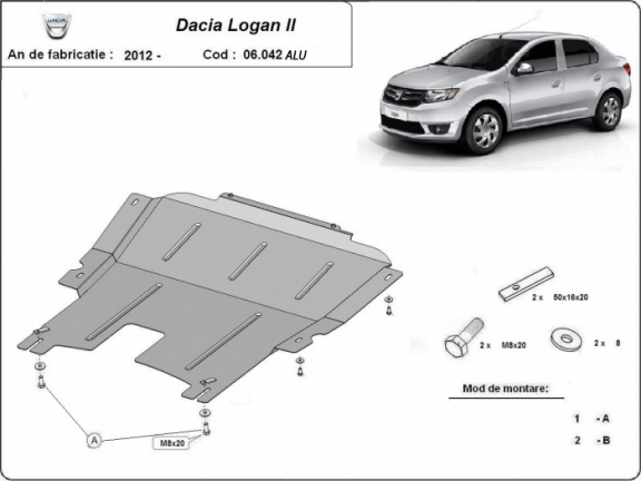  - Aluminum protection sous moteur et de la boîte de vitesse Dacia Logan 2