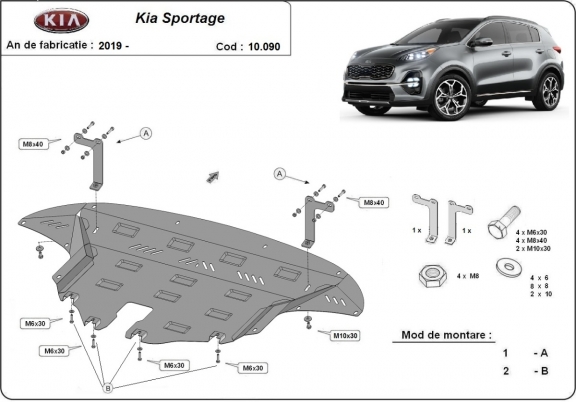 Protection sous moteur et de la boîte de vitesse Kia Sportage