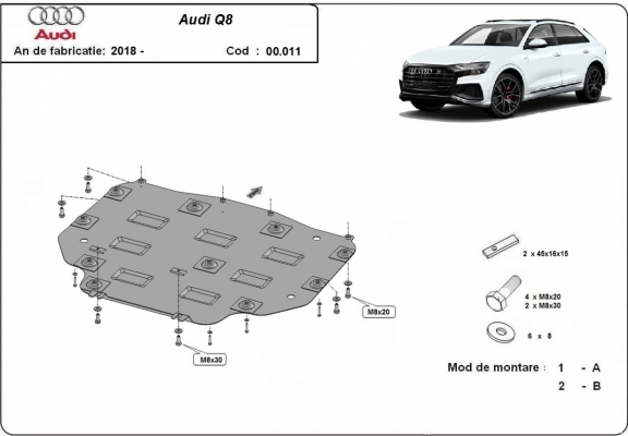 Protection de la boîte de vitesse Audi Q8