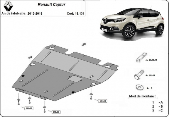 Protection sous moteur et de la boîte de vitesse Renault Captur