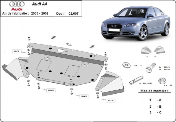Protection sous moteur et de la radiateur Audi A4 B7 All Road