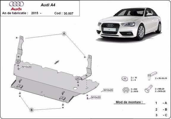 Protection sous moteur et de la radiateur Audi A4  B9 All Road