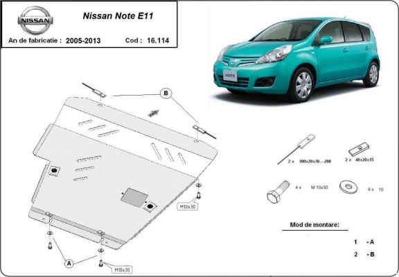 Protection sous moteur et de la boîte de vitesse Nissan Note