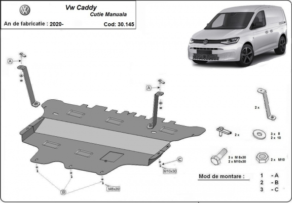 Protection sous moteur et de la boîte de vitesse VW Caddy