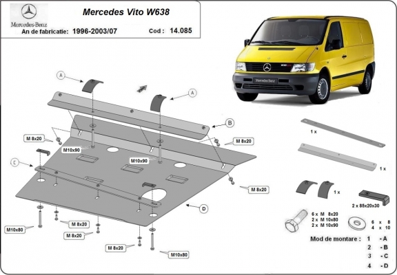 Protection sous moteur et de la boîte de vitesse Mercedes Vito