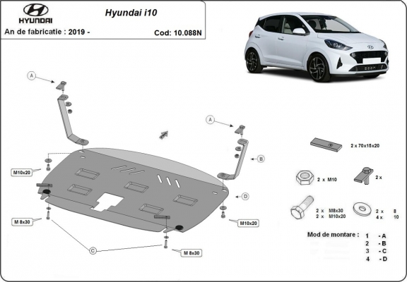 Protection sous moteur et de la boîte de vitesse Hyundai i10