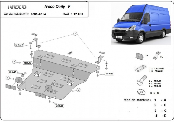 Protection sous moteur et de la boîte de vitesse Iveco Daily 5