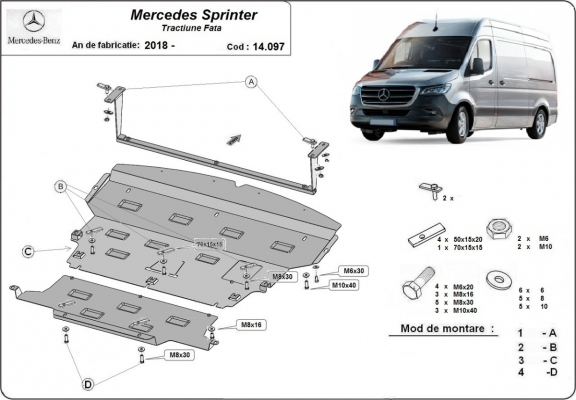 Protection sous moteur et de la radiateur Mercedes Sprinter-Traction 