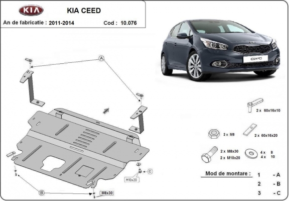 Protection sous moteur et de la boîte de vitesse Kia Ceed