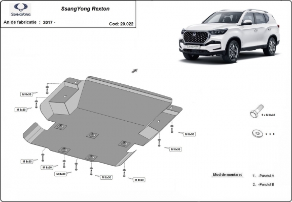 Protection sous moteur et de la radiateur SsangYong Rexton