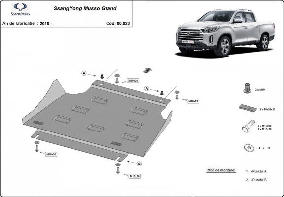 Protection de la boîte de vitesse Ssangyong Musso Grand