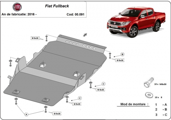 Protection sous moteur et de la boîte de vitesse Fiat Fullback