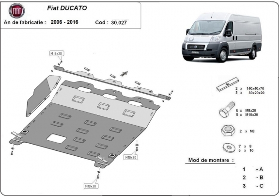 Protection sous moteur et de la boîte de vitesse Fiat Ducato
