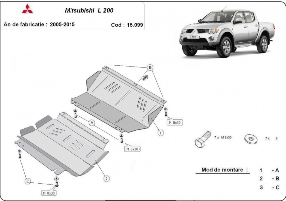 Protection sous moteur et de la radiateur Mitsubishi L 200