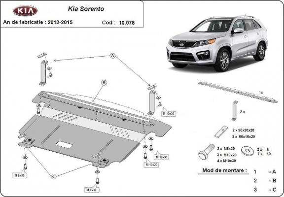 Protection sous moteur et de la boîte de vitesse Kia Sorento XM