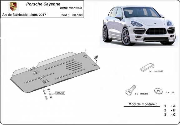 Protection de la boîte de vitesses manuelle  Porsche Cayenne