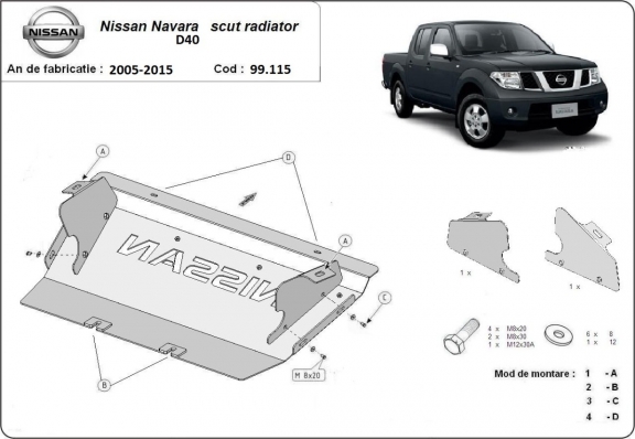 Protection de radiateur Nissan Navara D40