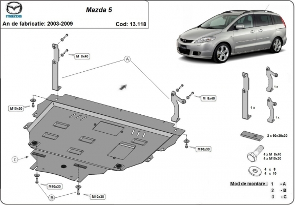 Protection sous moteur et de la boîte de vitesse Mazda 5