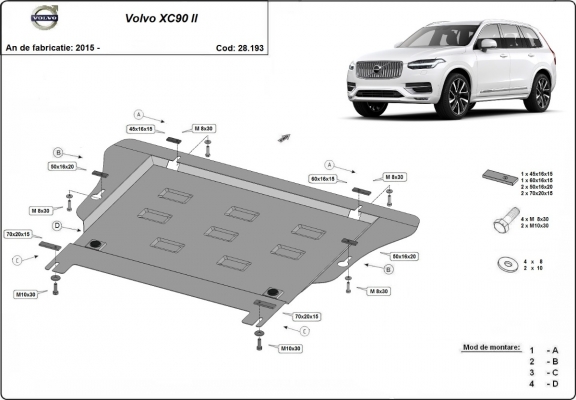 Protection sous moteur et de la boîte de vitesse Volvo XC90