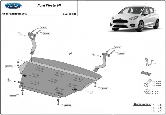 Protection sous moteur et de la boîte de vitesse Ford Fiesta VII