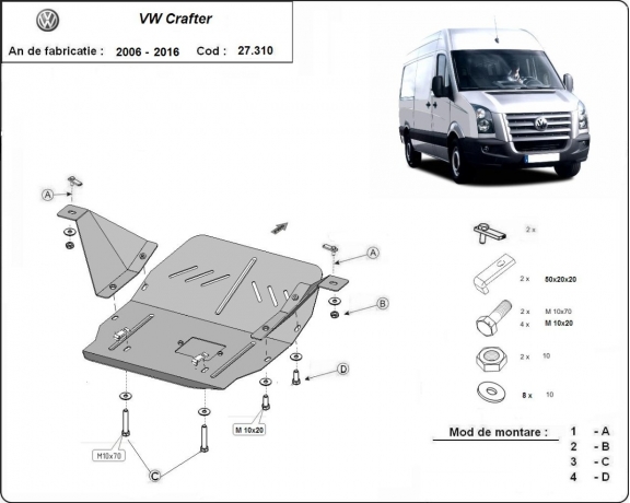 Protection sous moteur et de la boîte de vitesse Volkswagen Crafter