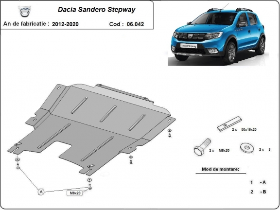 Protection sous moteur et de la boîte de vitesse Dacia Sandero 2 Stepway